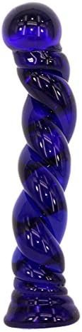 Glass Pleasure Wand Anal Sex Toys Massager, Eastern Delights 6.7 Inches Spiral Shape Dildo, Blue