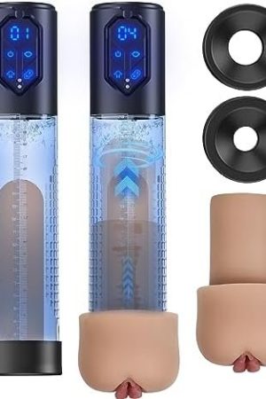 Automatic Penis Pump Sex Toys - Electric Male Masturbator Vacuum Enlargement Pump With 3 Suction & 4 Erection Intensities, Pump Penis With 2 Vagina Sleeve For Adult Men Bigger, Stronger