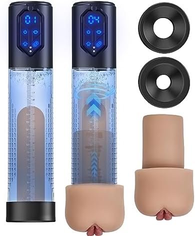 Automatic Penis Pump Sex Toys - Electric Male Masturbator Vacuum Enlargement Pump With 3 Suction & 4 Erection Intensities, Pump Penis With 2 Vagina Sleeve For Adult Men Bigger, Stronger