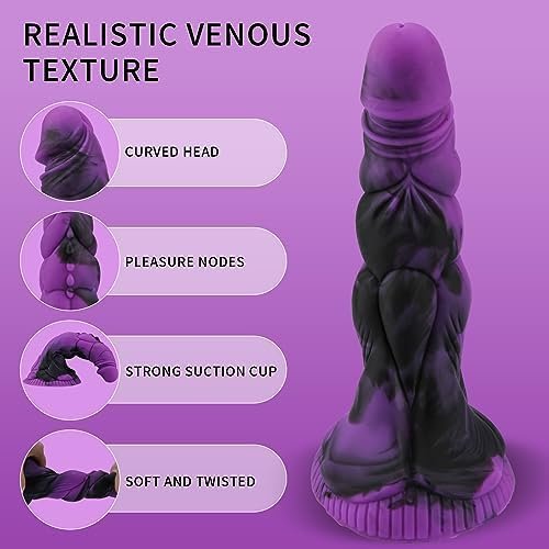Realistic Monster Dildo Sex Toy, 8.11 Inch Shaped Anal Dildo With Strong Suction Cup, Huge Thick Dildo For Women, Liquid Silicone Dildo Anal Plug Prostate Massager Adult Toy (Rose Black) - Image 3