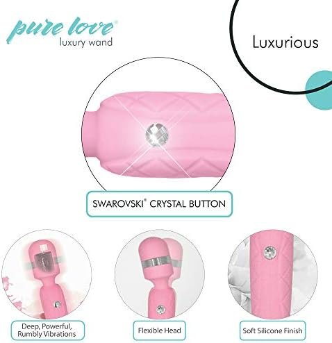 Pure Love Luxurious Wand Massager With Incremental Speed Control, Premium Silicone Material With Swarovski Crystal Button, Quilted Handle, Adult Sex Toy - Image 2