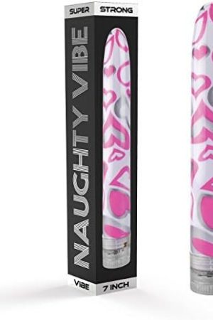 Naughty Vibe Bullet Vibrator, Adult Sex Toy, 7" (Pink Hearts)
