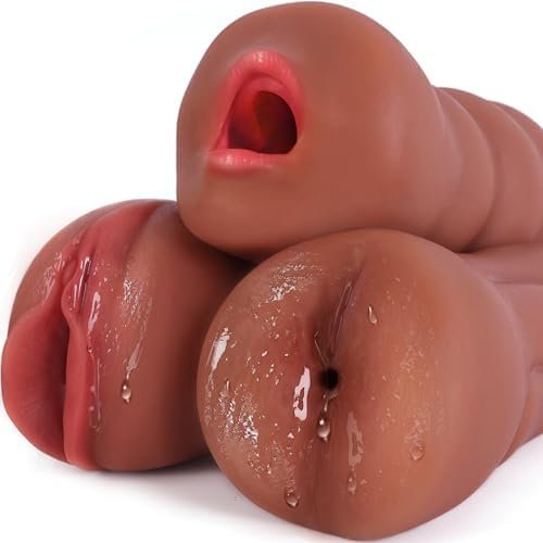 Trio Pocket Pussies Mens Sex Toys - Pack Of 3 Mouth Doll, Vagina Blowjob Male Masturbator, Anal Flesh Light, Silicone Stroker For Pleasure, Consoladores Men