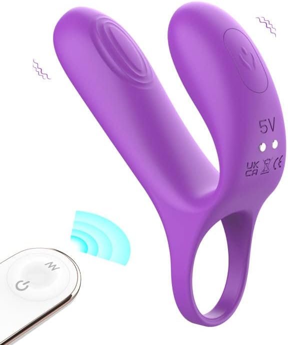 Silicone Vibrating Cock Ring With Remote Control, Rechargeable Penis Rings Vibrator With 9 Vibration Modes Adult Sex Toy For Men And Couple (Purple)