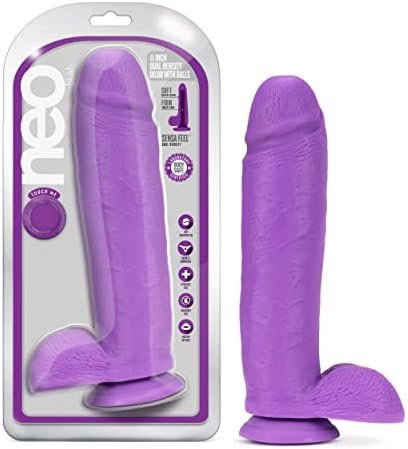 Blush Neo Dual Density Realistic Dildo - 11 Inch Length 2.25 Inch Width - Sturdy Suction Cup Base For Hands Free Play And Harness Strap On Compatible - Sensa Feel Firm Inside & Soft Outside - Sex Toy