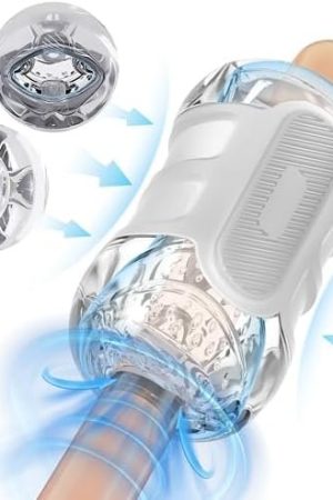 Male Masturbator Adult Sex Toys - Pocket Pussy Stroker For Men With Realistic Textured Vagina And Lips, Open-Ended Dual Channel Penis Sleeve Manual Oral Sex Doll With Handhold For Him Couples