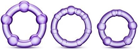 Blush Genuine Stay Hard Beaded Cock Rings In 3 Sizes - Soft, Super Stretchy - Increase Stamina - Longer, Harder, Bigger Thick Erections - Add Girth - Male Enhancement Sex Toy For Men, Couples - Purple - Image 2