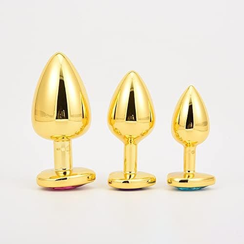 Gmgjqr 3Pcs Set Gold Stainless Steel Butt Toy Plug Tool For Men Women Trainer Kit - Image 3