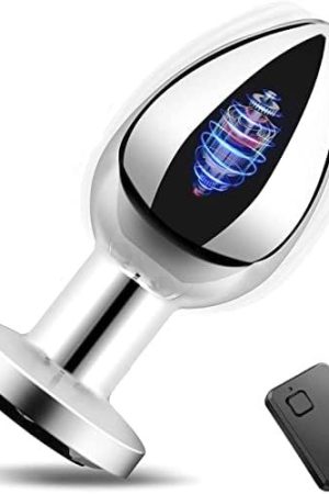 Remote Control Anal Plug Vibrating Stainless Steel Anal Plug With Jewel Base Vibration Anal Butt Plug Sex Toy(Silvery)
