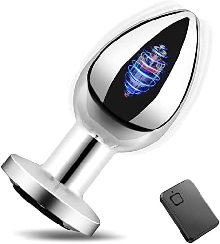 Remote Control Anal Plug Vibrating Stainless Steel Anal Plug With Jewel Base Vibration Anal Butt Plug Sex Toy(Silvery)