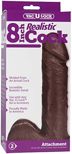 Doc Johnson Vac-U-Lock - The Realistic Cock - 8 Inch - F-Machine And Harness Compatible Dildo - Chocolate - Image 2