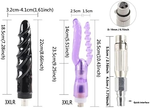 Fredorch 3Xlr Connector For Sex Machine, Adult Sex Toys Double Dildo Threaded For Vac-U-Lock Connector To 3Xlr Attachment (Multicolor Dildo) - Image 2