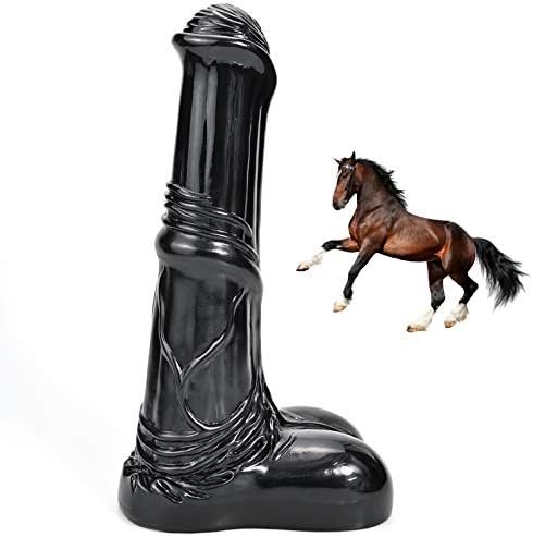 Romi Horse Dildo Realistic Animal Penis 9.96" Big Cock Butt Plugs Prostate Massager G-Spot Stimulation Adult Anal Sex Toys For Men Women (Black)
