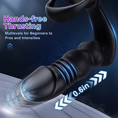 Thrusting Anal Vibrator Prostate Massager - Anal Beads Anal Dildo 7 Modes With Cock Ring Anal Plug Anal Sex Toys P Spot Massager Audlt Toys Remote Control Anal Toys Sex Toys For Men - Image 2
