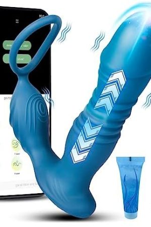 Anal Vibrator Prostate Massager Thrusting Vibrating 9 Modes With Cock Ring Male Sex Toys App & Remote Control Anal Plug