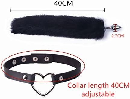 Anal Plug Butt Plug Adult Sensory Toys, 4Pcs/Set Fox Tail Anales Plug Toys With Cat Ears Headband And Necklace Metal Breast Clip Anal Sex Toys For Women Men Beginners Adult Couples Bondage, White - Image 3