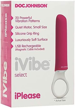 Doc Johnson Ivibe Select - Iplease - Powerful 20 Function Vibrator With Silicone Grip Ring - Quiet Motor, Small Size, Waterproof, Usb Rechargeable - Pink/White (6026-05-Am) - Image 2