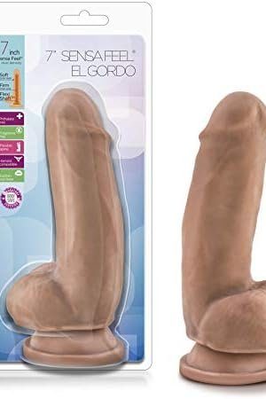 Blush Au Naturel 7 Inch Sensa Feel Dual Density Flexi Shaft El Gordo Dildo - Easy To Clean Fragrance Free Suction Cup Harness Compatible Adult Toy - Sex Toy For Women Men Couples - Latin