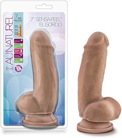 Blush Au Naturel 7 Inch Sensa Feel Dual Density Flexi Shaft El Gordo Dildo - Easy To Clean Fragrance Free Suction Cup Harness Compatible Adult Toy - Sex Toy For Women Men Couples - Latin