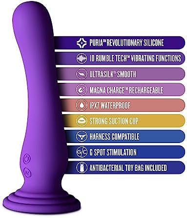 Blush Amsterdam - 6.5 Inch Ultrasilk Smooth Puria Silicone Vibrating G Spot P Spot Dildo - 10 Rumbletech Vibration Modes - Waterproof Rechargeable Harness Compatible Suction Cup Vibrator For Him Her - Image 2
