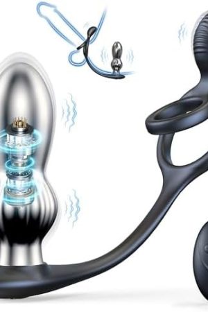 Vibrating Cock Ring Prostate Massager, 3 In 1 Dual Motor Couple Vibrator Metal Butt Plug&10 Vibrations,Dual Penis Ring Clitoris Stimulator, Adult Sex Toys For Men Male Couples Remote Control