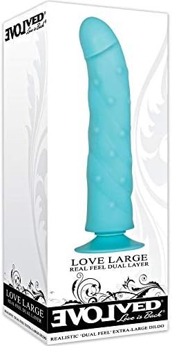 Evolved Novelties Love Large Flex Dual Feel Dildo, Teal, 9.5 Inch - Image 2