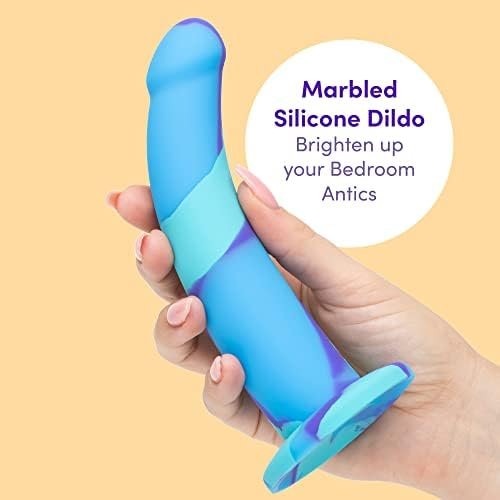 Lovehoney Air And Water Curved Dildo - 7 Inch Suction Cup Dildo For Women - Multicoloured Silicone Dildo - Harness Compatible Strap On Dildo - Adult Sex Toy - Waterproof - Blue - Image 2