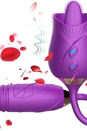 Rose Sex Toys Vibrator For Women, 3 In1 Rose Sex Toy Stimulator For Women Thrusting Dildo Vibrator, Adult Toys Clitoral Tongue Licking G Spot Vibrators With 10 Mode, Personal Massager Adult Sex Toys
