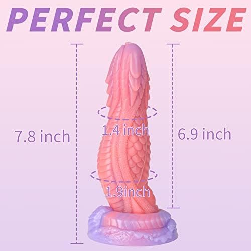 7.8" Realistic Dragon Dildo With Strong Suction Cup For Hands-Free Play, Body-Safe Liquid Silicone Anal Dildos Huge Thick Dildo For Vaginal G Spot Adult Sex Toys For Anal Play - Image 2