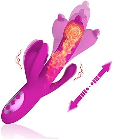 Rabbit Vibrator For Women, Puwcbze G Spot Dildo Vibrator With 10 Powerful Vibrations & 8 Thrusting Tongue Licking, Adult Sex Toys For Couple
