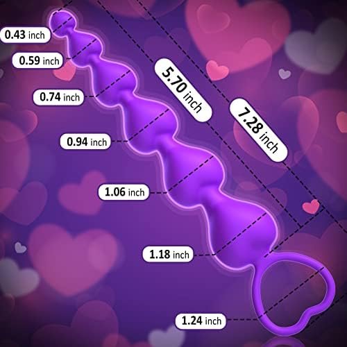 Anal Beads, Cute Silicone Flexible Anal Chain Butt Plug With 6 Gradual Balls And Pull Loop Prostate Massager G-Spot Stimulator Tjijp Anal Training Sex Toy For Beginner 7.28 Inch, Black - Image 2