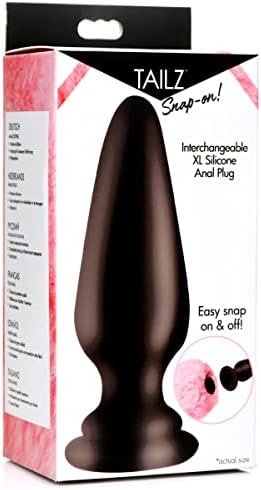Tailz Interchangeable X-Large Premium Silicone Anal Plug For Men Women & Couples. Body-Safe Silicone Plug With Compatible Tails, Easy To Clean - X-Large, Black - Image 2