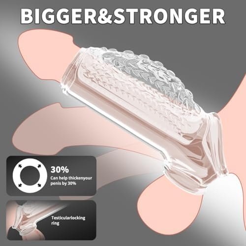 Penis Sleeve Sex Toys,Vibrating Penis Ring Sex Toys For Men With Cock Sleeve,2Pack Clear Penis Enlargement Sleeve Men'S Vibrator Adult Sex Toys For Erection Enhancement Adult Toy For Men Couples - Image 2