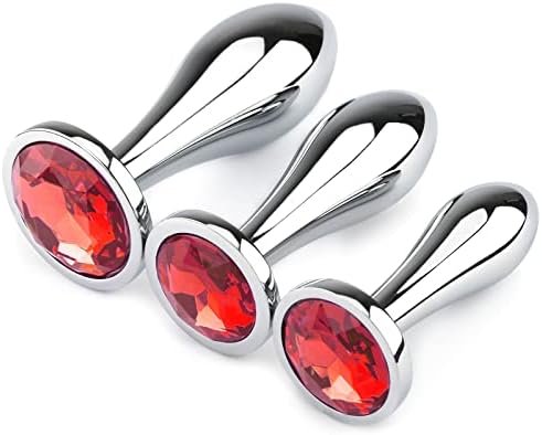 Anal Butt Plug, 3Pcs Set Metal Anal Butt Plug Sex Toy With Crystal Diamond Beginner Anal Toy For Adult Unisex (Pink)