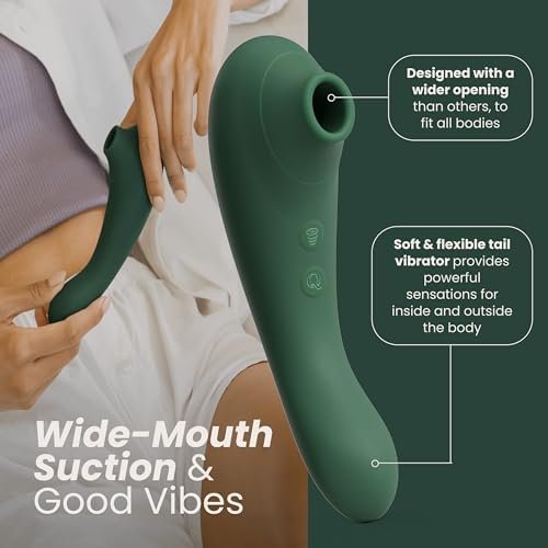 Quinn Wellness Adult Sex Toy Cloud - Dual-Sided Suction Vibrator - 10 Clit Sucking Patterns & 7 Modes, 3 Speeds Tail - Clitoral Stimulator For Women - Rechargeable Waterproof Sexual Massager - Green - Image 3