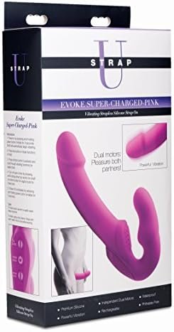 Strap U Evoke Rechargeable Vibrating Silicone Strapless Strap On, Pink - Image 2