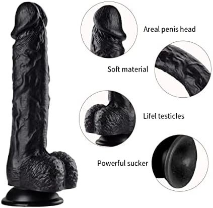 Leqc Realistic Dildos Feels Like Skin, 9 Inch Soft Dildo With Suction Cup For Hands-Free Play, Body-Safe Material And Adult Sex Toys For Women(Black) - Image 2