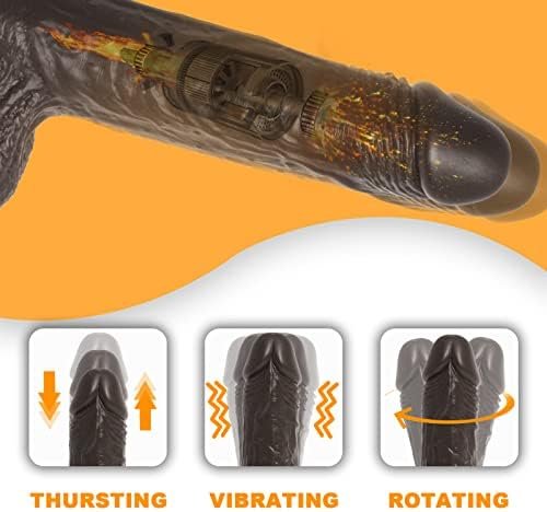 Thrusting Dildo Vibrator Sex Toy With 10 Vibrations, 8.6 Inch Powerful Vibrator With Suction Cup Brown Realistic Vibrating Dildos For G-Spot And Anal Stimulation Telescopic Heating And Remote Control - Image 3