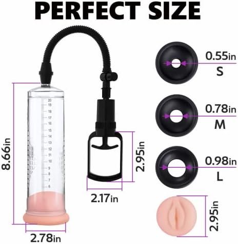 Penis Pump Set - Manual Vacuum Penis Enlarger Enlargement, Vagina Sleeve, 3 Silicone Sleeves Of Different Sizes To Fit Penis Size, Pumps & Enlargers, Men Sex Toys, Sex Products For Adult Couples - Image 2