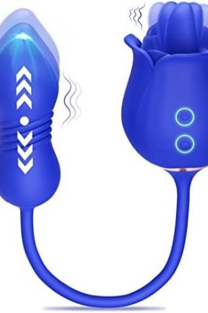 Rose Sex Toy With Thrusting Dildo - 3 In 1 Adult Toys Clitoral G Spot Vibrator Rose Sex Stimulator For Women With 9 Tongue Licking & 9 Thrusting, Nipple Anal Adult Sex Toys & Games For Female Couples