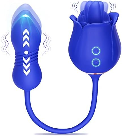 Rose Sex Toy With Thrusting Dildo - 3 In 1 Adult Toys Clitoral G Spot Vibrator Rose Sex Stimulator For Women With 9 Tongue Licking & 9 Thrusting, Nipple Anal Adult Sex Toys & Games For Female Couples