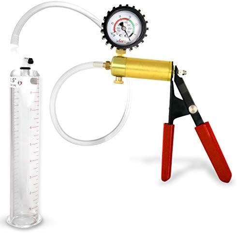 Leluv Ultima Men'S Vacuum Enhancement Pump Black With Gauge Handle 9 X 1.75 Inch Cylinder