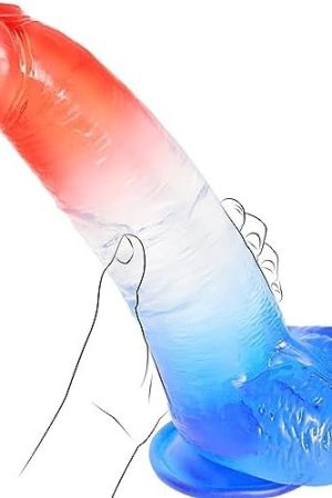 Huge Thick Clear Dildo 2.35" Diameter 11" Long, Xl Big Fat G Spot Anal Dildos With Strong Suction Cup, Red Blue Jelly Soft Real Dildo Women Couples Male Adult Sex Toys, Strap On Penis Female Sex Toy