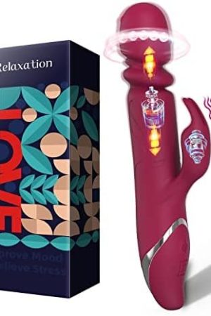 Thrusting Beaded Rabbit Vibrator For Women 21 Rotation & Vibration Modes & 7 Speeds Waterproof G-Spot Dildos For Female Sex Toys Rose