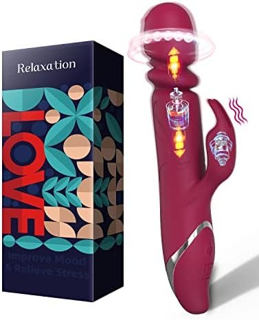 Thrusting Beaded Rabbit Vibrator For Women 21 Rotation & Vibration Modes & 7 Speeds Waterproof G-Spot Dildos For Female Sex Toys Rose