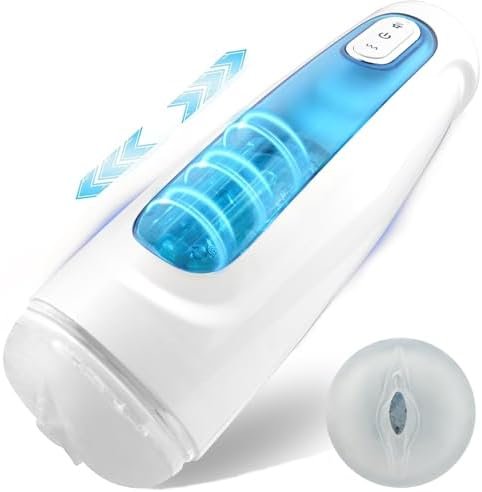 Automatic Male Masturbator Sex Toys For Men, Male Masturbator Cup With 10 Thrusting & Rotating Modes, Hands Free Pocket Pussy Male Stroker, 3D Realistic Sleeve Adult Toy For Men (White)