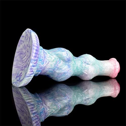 Frrdei Knotted Lifelike Dragon Dildo, 10 Inch Pointed Tip G Spot Dildo Realistic Dog Suction Cup Dildo Adult Toys, Big Anal Toy Prostate, Pink Blue, 1.0 Count - Image 3