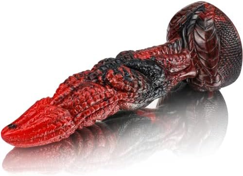 8.1In Big Realistic Monster Dildo Fantasy Silicone Sex Toys For Women & Men, Ribbed Tentacle Dragon Dildo For G Spot & Anal Pleasure, Wolf Fist Dildo Adult Sex Toy For Hand-Free Play, Black & Red