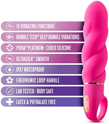 Blush Aria Amazing Af Silicone Vibrator - Rumbletech Powerful Rumbly 10 Vibration Settings - Wavy Shaft For Extra Stimulation - Ipx7 Waterproof - Finger Loop For Accessibility - Sex Toy - Image 2