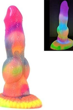 Dragon Luminous Dildo 8.26" Silicone Big Realistic Animal Dildo Half Dog Half Human Knot Dildo With Suction Cup, Thick Long Butt Plug Anal Toys For Gay Men And Women Couples.